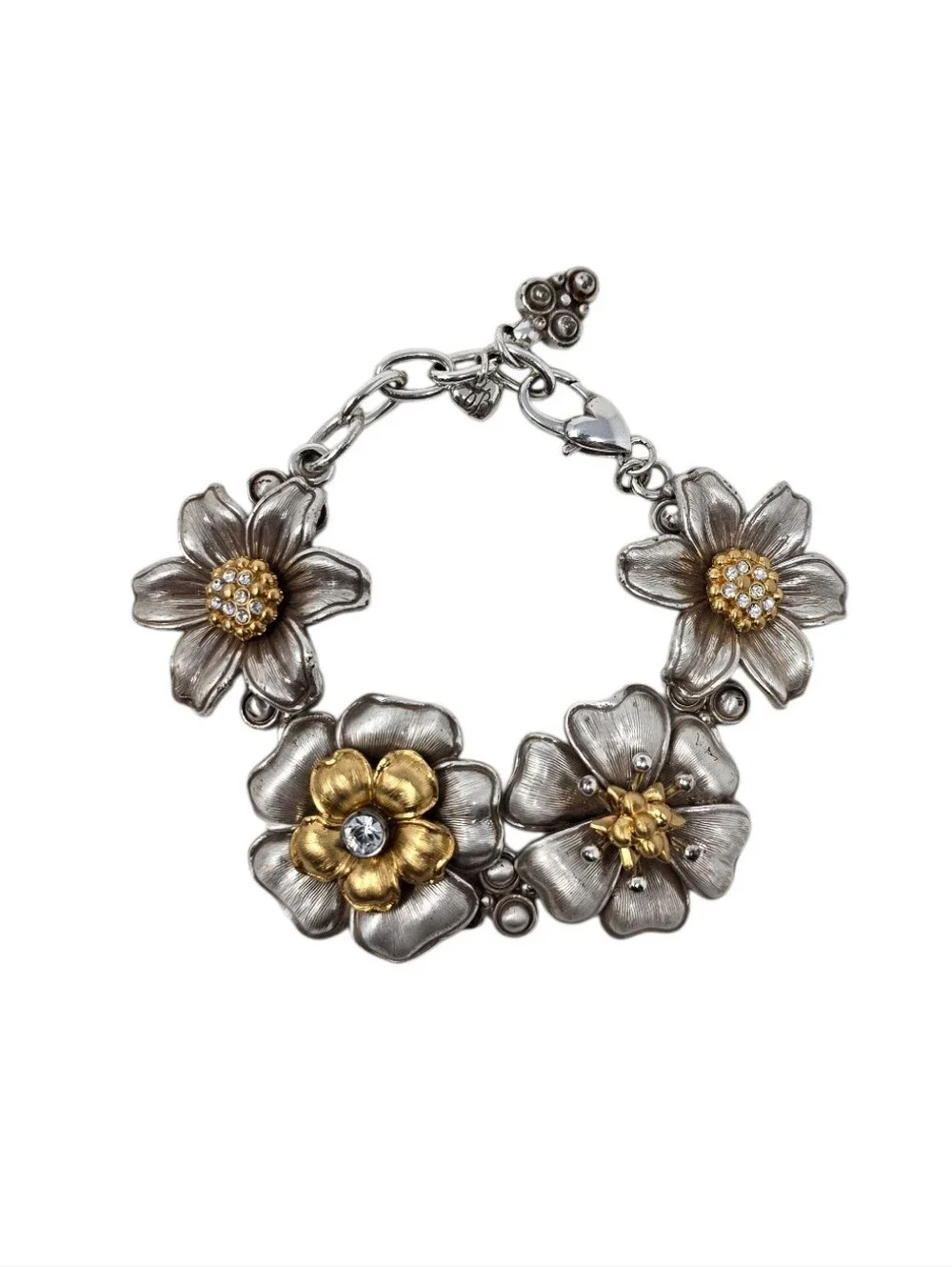 Brighton Lux Garden Silver And Gold Plated Flower Mixed Metal Bracelet